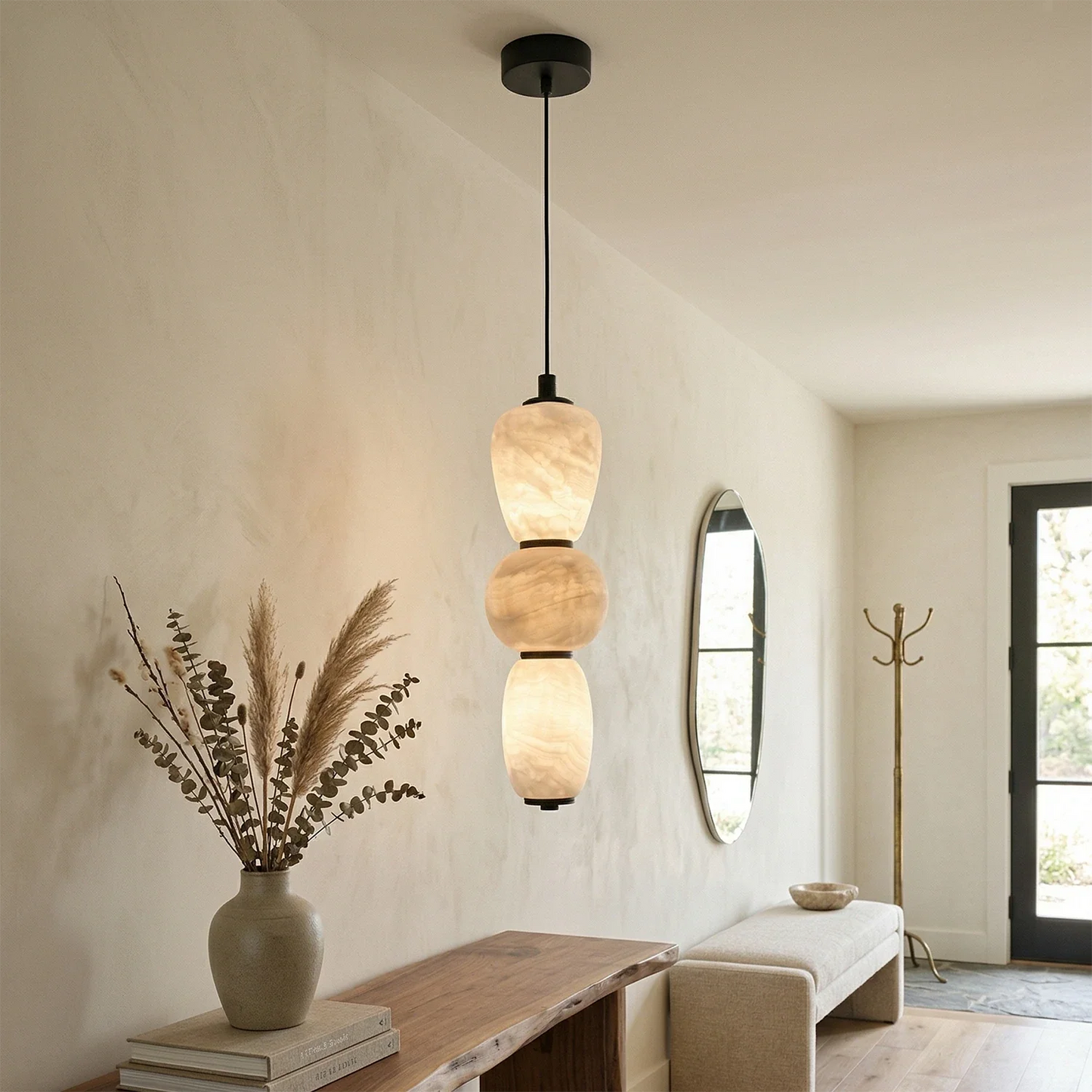 Alabaster Pendulous Pearl Pendant Light