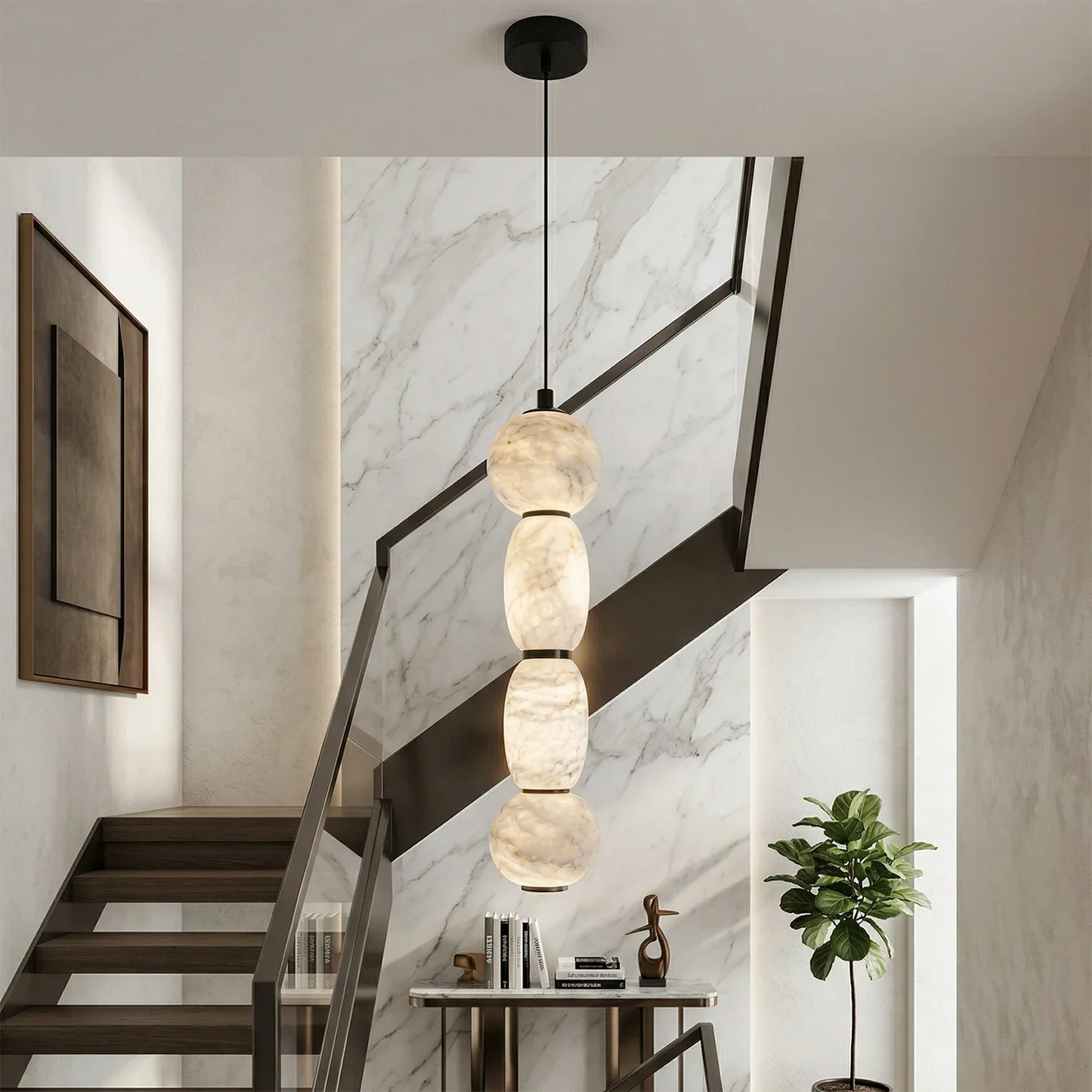 Alabaster Pendulous Pearl Pendant Light
