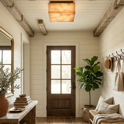 Alabaster Riviera Square Ceiling  Lamp