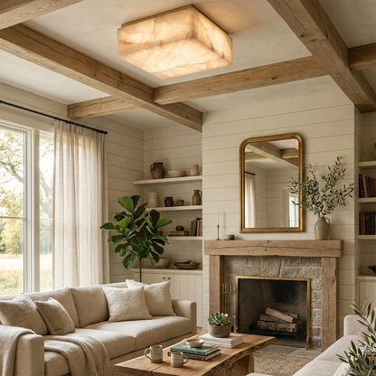Alabaster Riviera Square Ceiling  Lamp