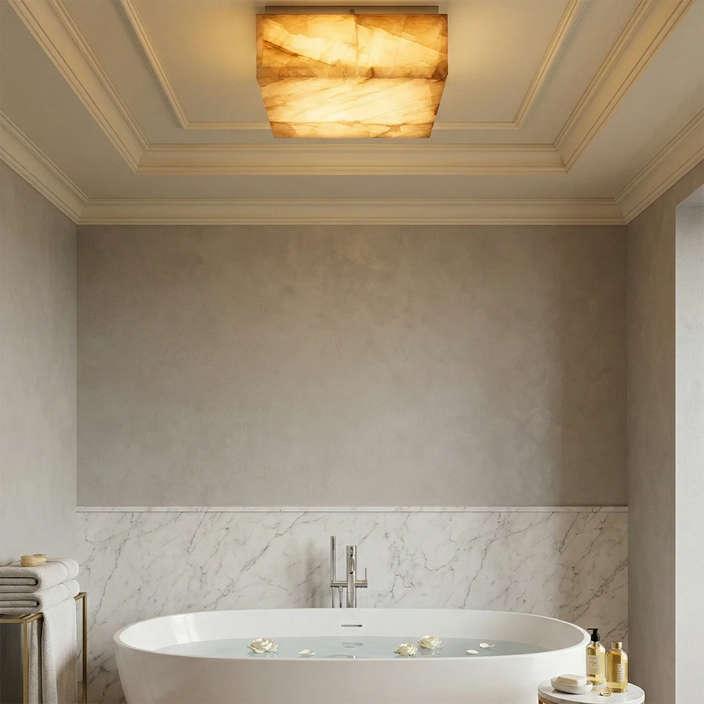 Alabaster Riviera Square Ceiling  Lamp