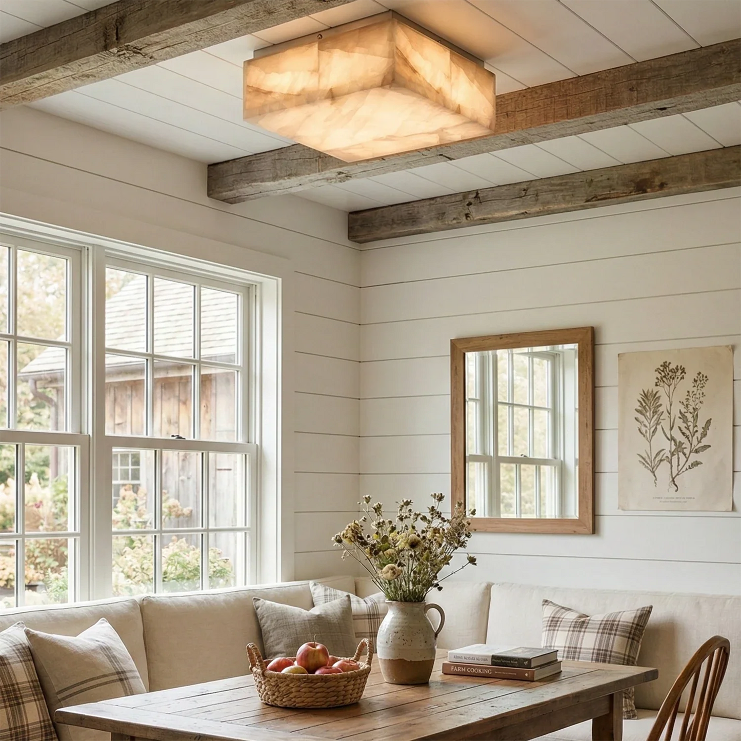 Alabaster Riviera Square Ceiling  Lamp