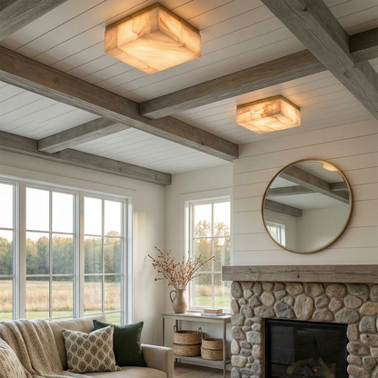 Alabaster Riviera Square Ceiling  Lamp