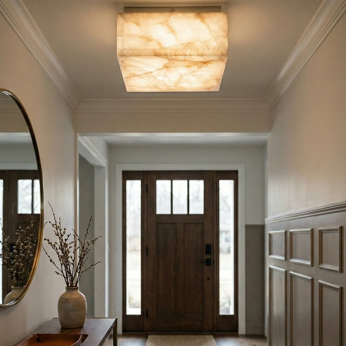 Alabaster Riviera Square Ceiling  Lamp
