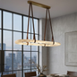 Alabaster Round Leather Chandelier