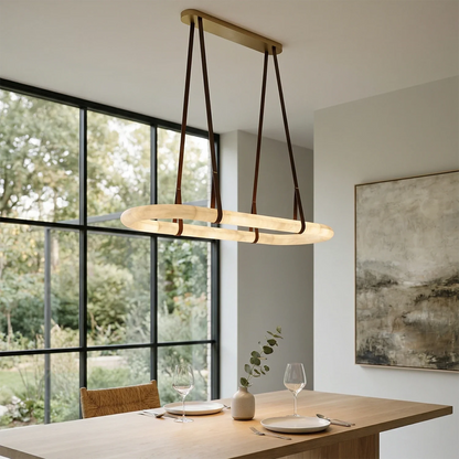 Alabaster Round Leather Chandelier