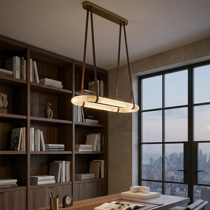 Alabaster Round Leather Chandelier