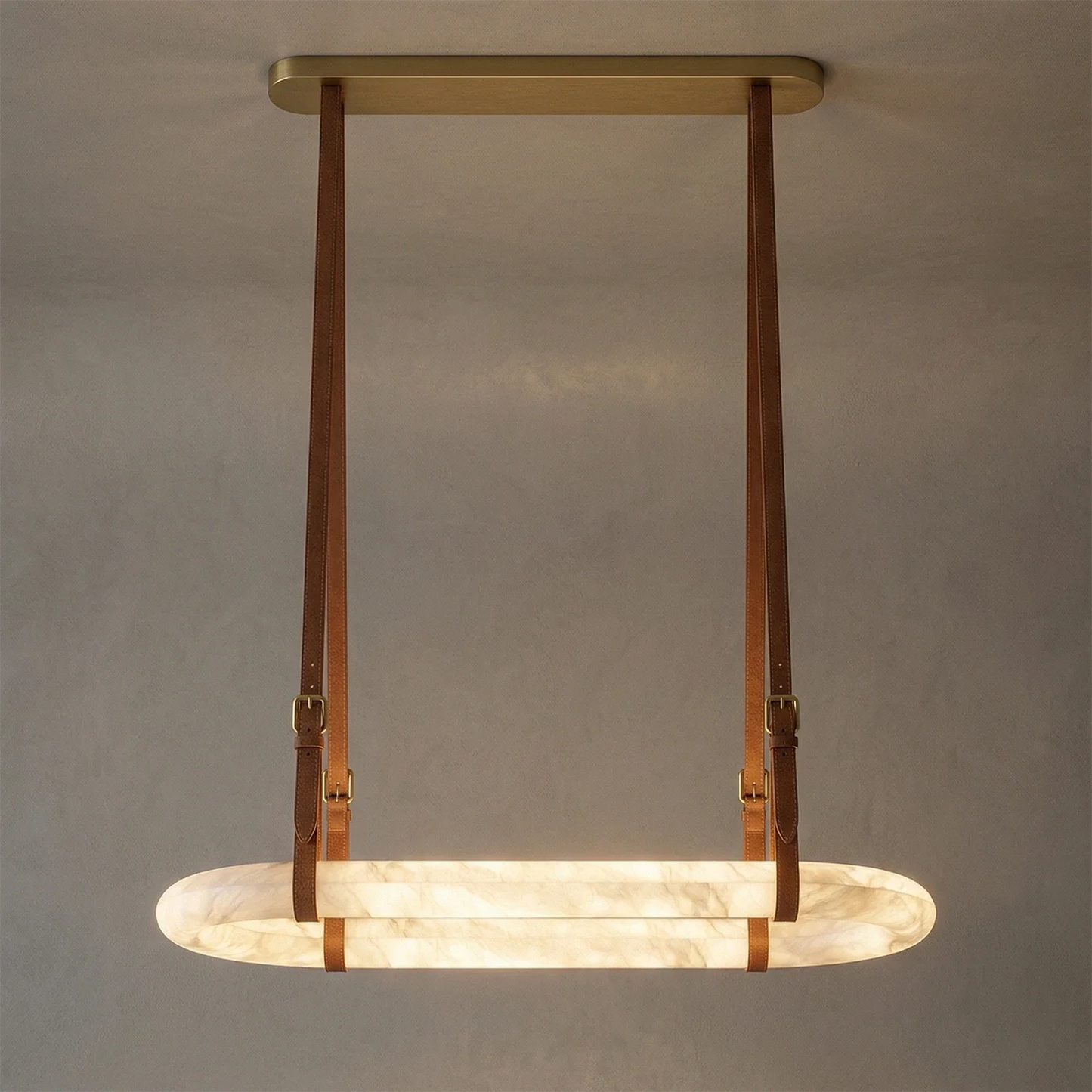 Alabaster Round Leather Chandelier