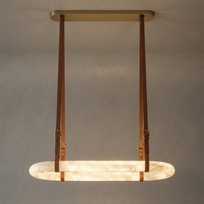 Alabaster Round Leather Chandelier