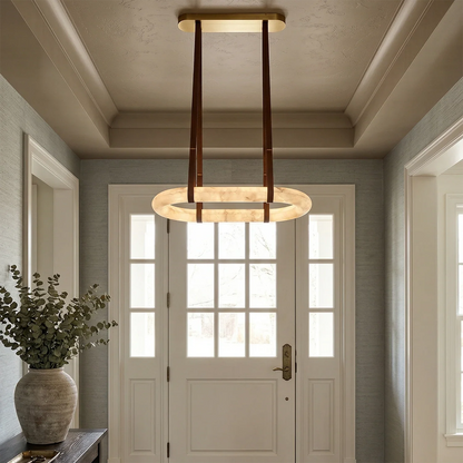 Alabaster Round Leather Chandelier