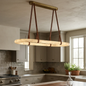 Alabaster Round Leather Chandelier