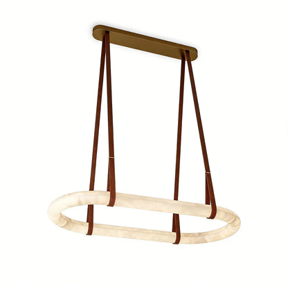 Alabaster Round Leather Chandelier
