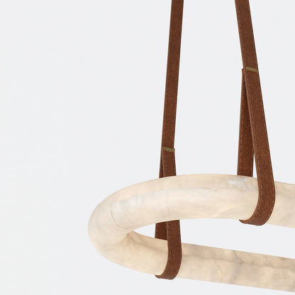 Alabaster Round Leather Chandelier