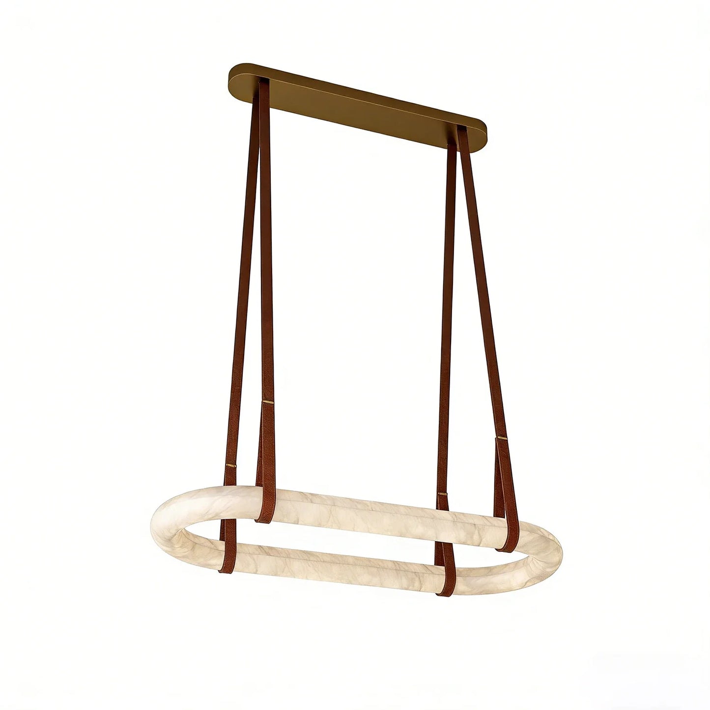 Alabaster Round Leather Chandelier