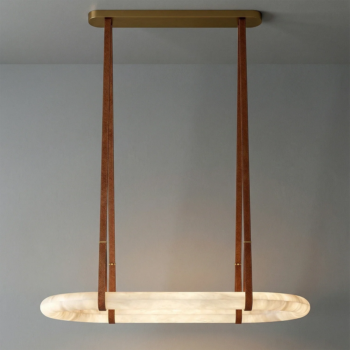 Alabaster Round Leather Chandelier