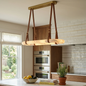 Alabaster Round Leather Chandelier