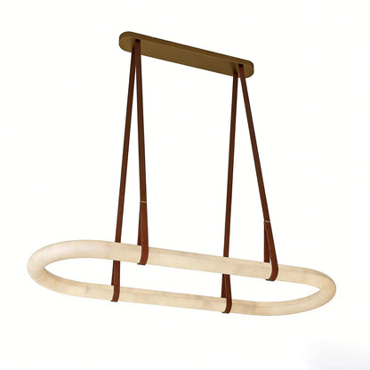 Alabaster Round Leather Chandelier