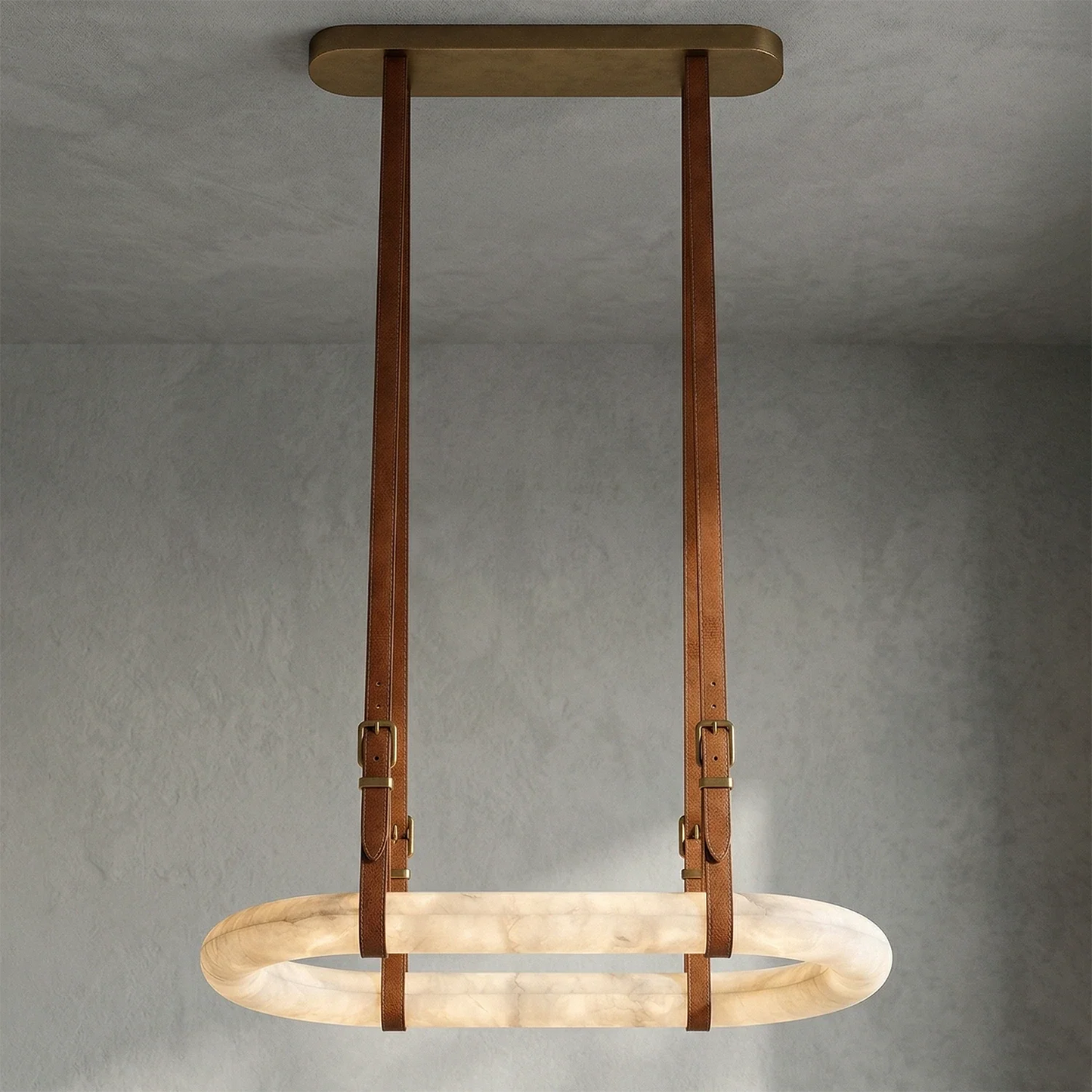 Alabaster Round Leather Chandelier