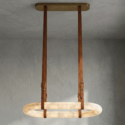 Alabaster Round Leather Chandelier
