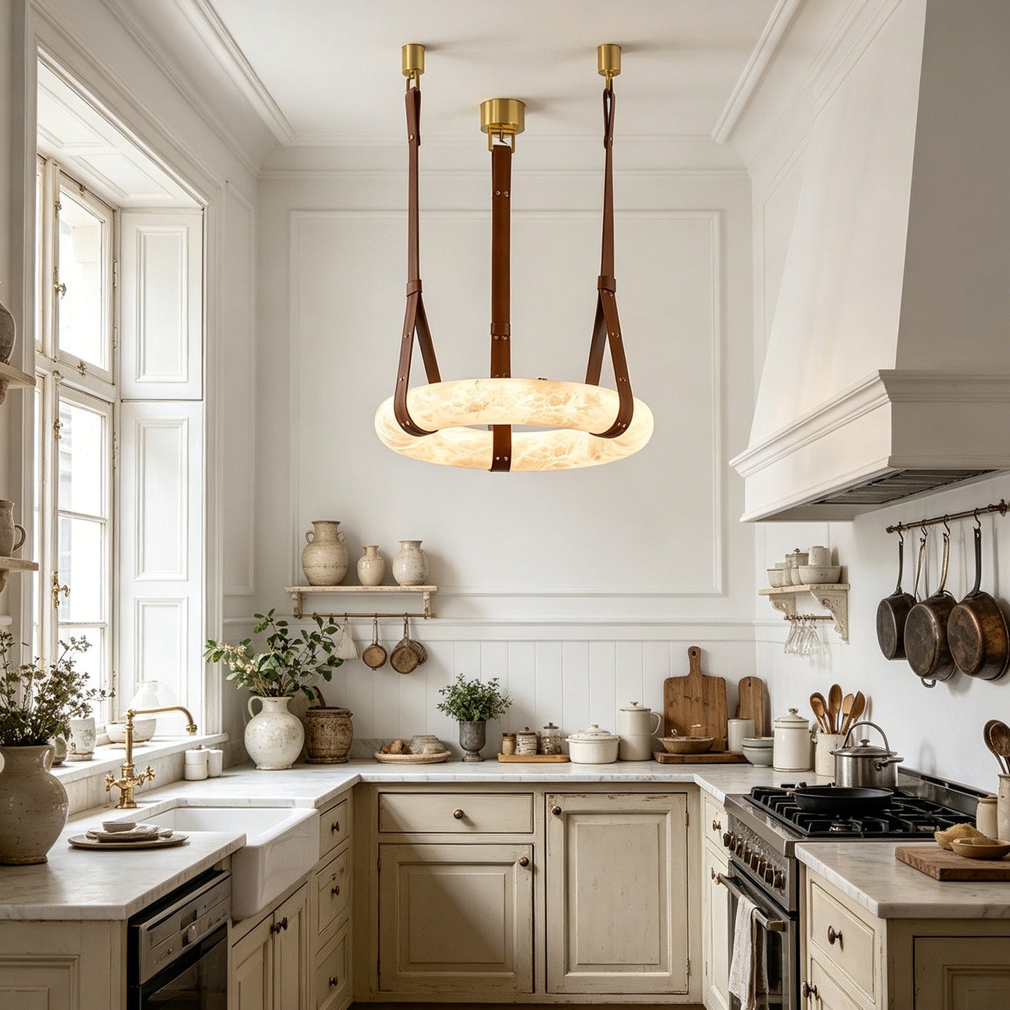 Alabaster round Pendant Light