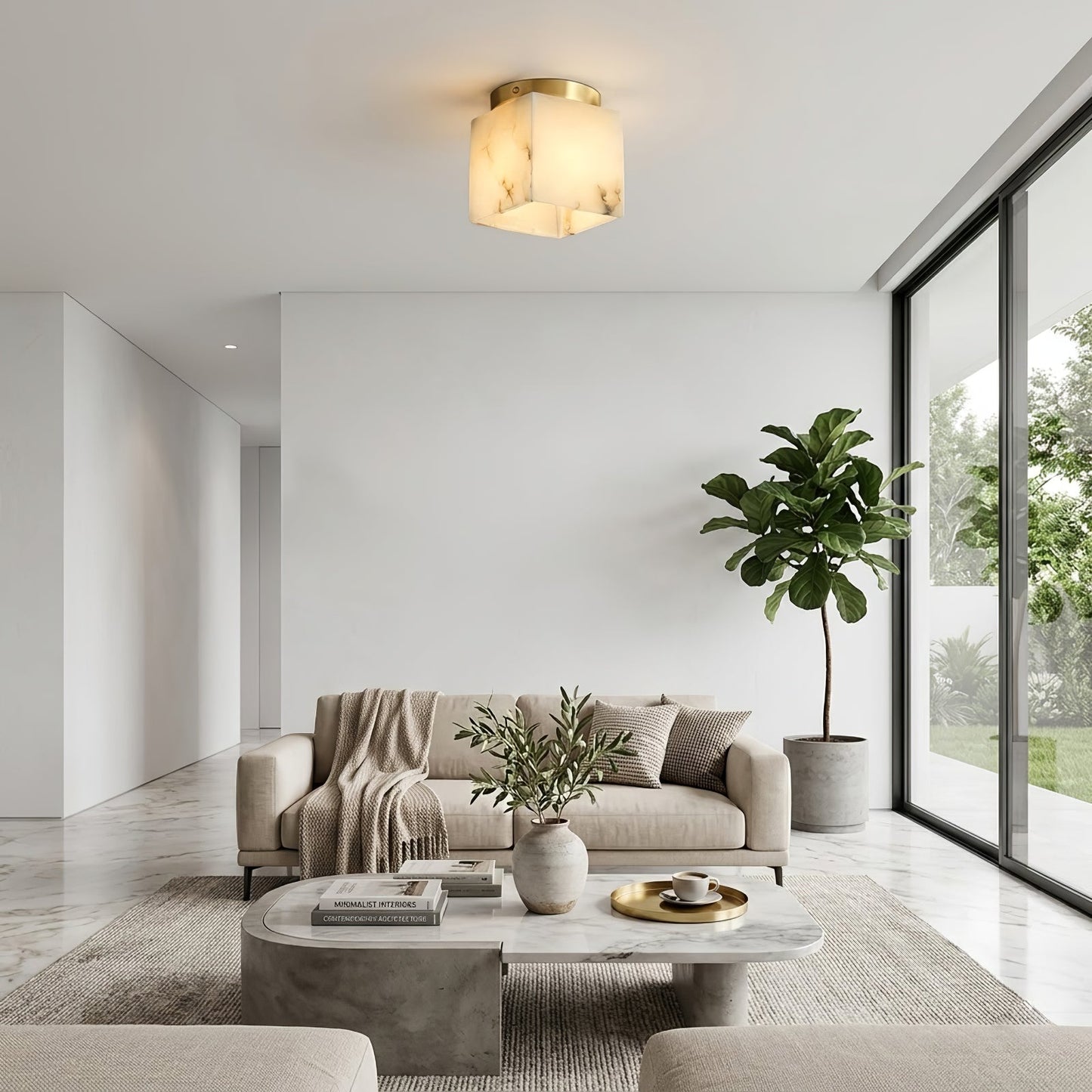Alabaster Square Ceiling Light