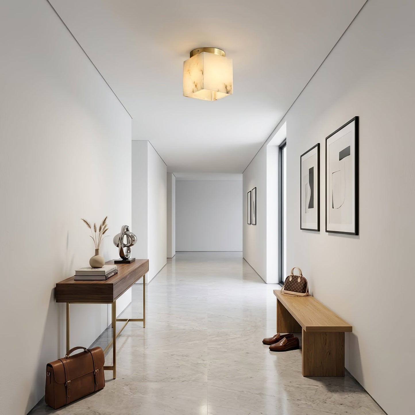 Alabaster Square Ceiling Light