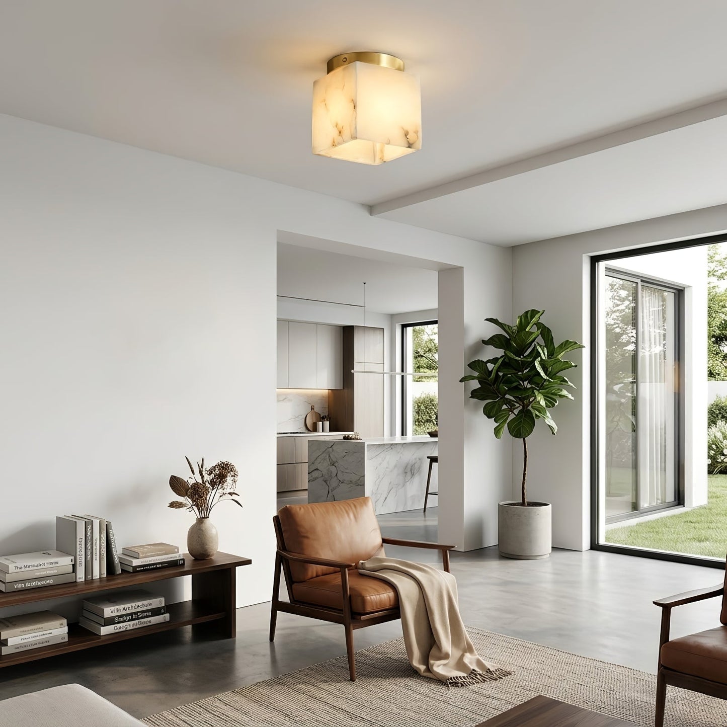 Alabaster Square Ceiling Light