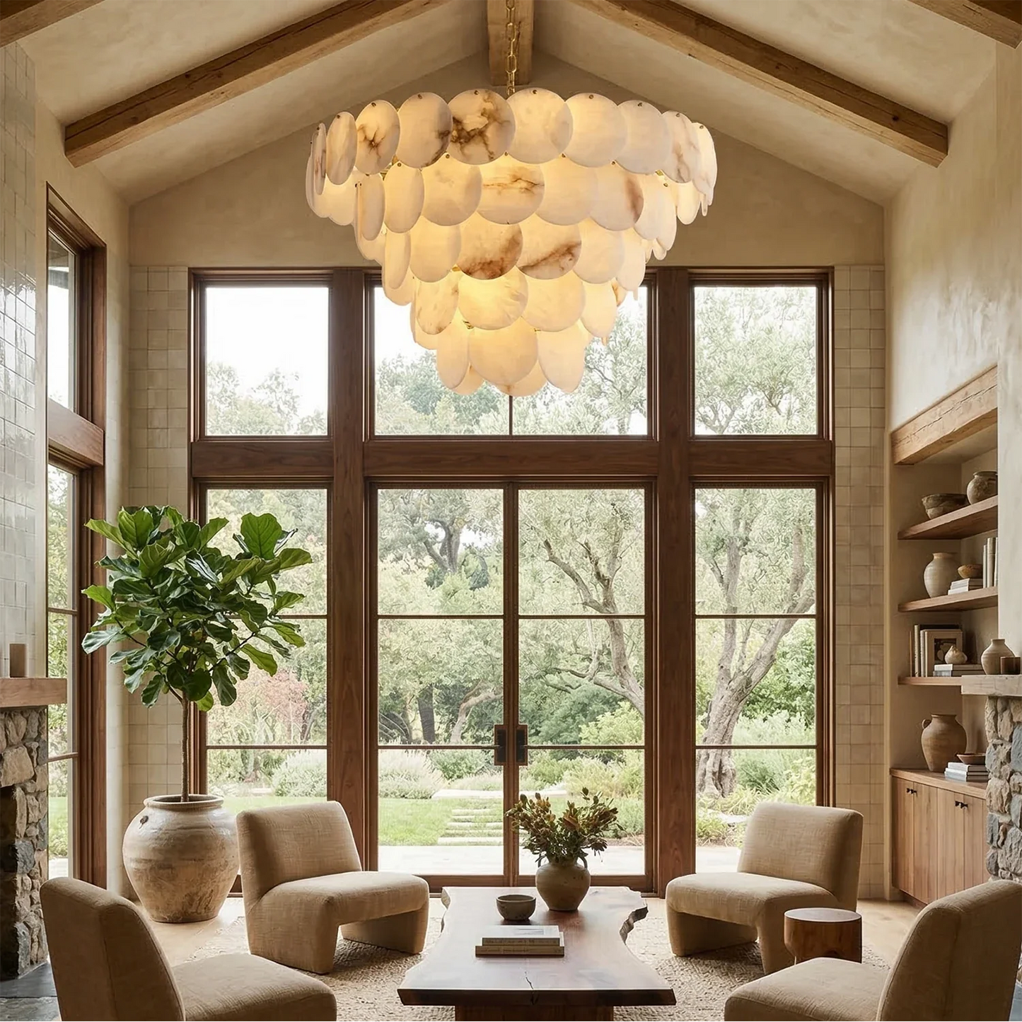 Alabaster Tiered Round Chandelier