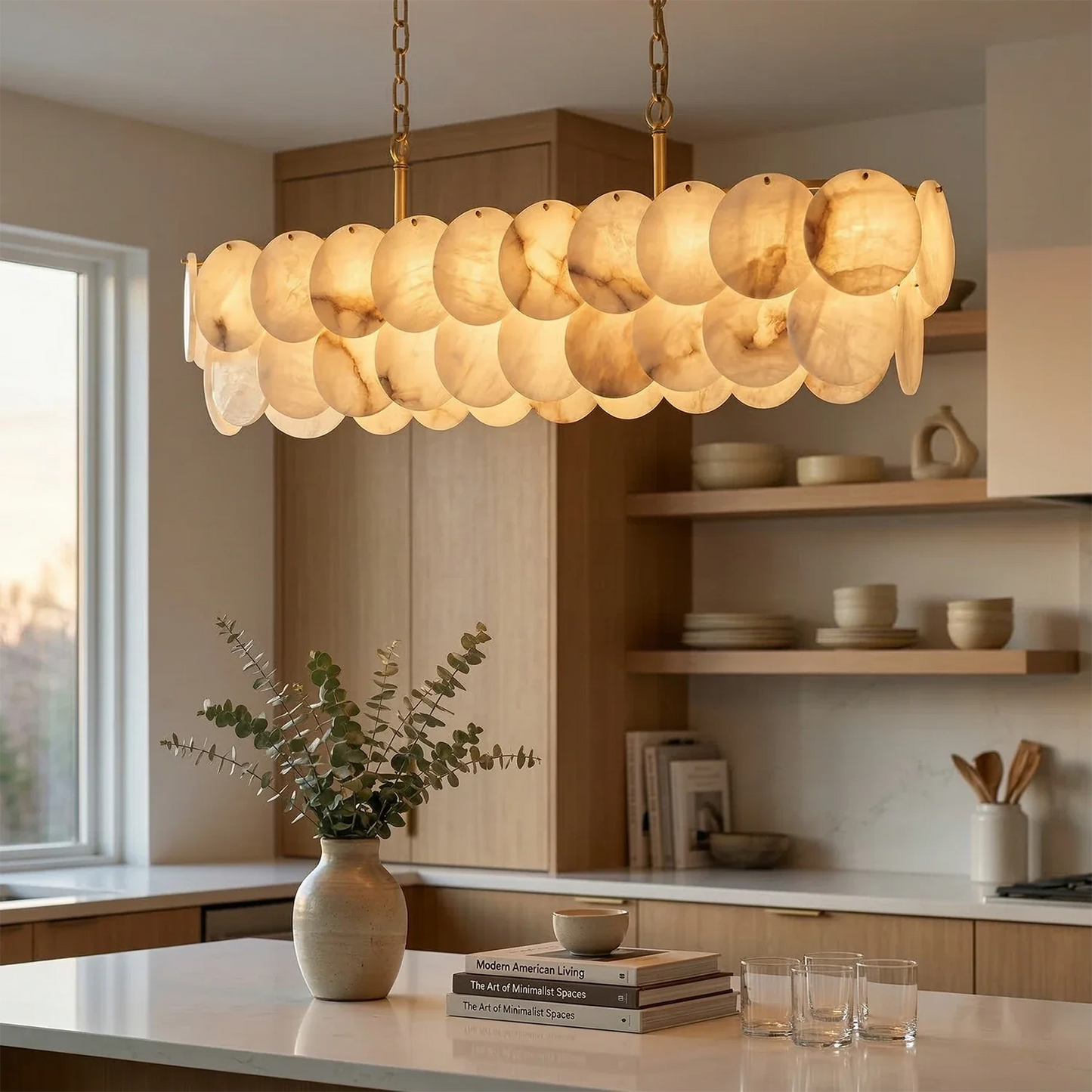 Alabaster Tiered Round Chandelier