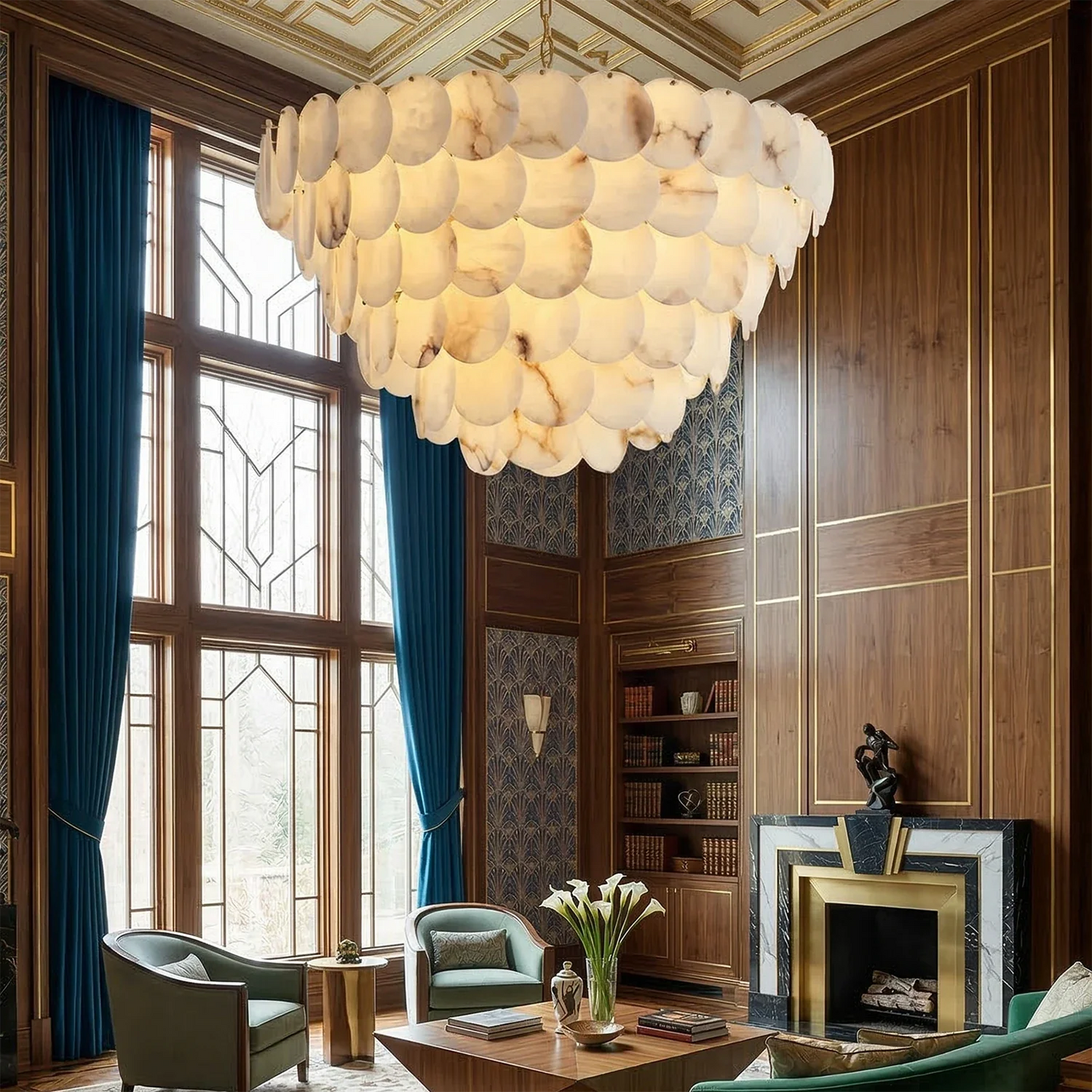 Alabaster Tiered Round Chandelier