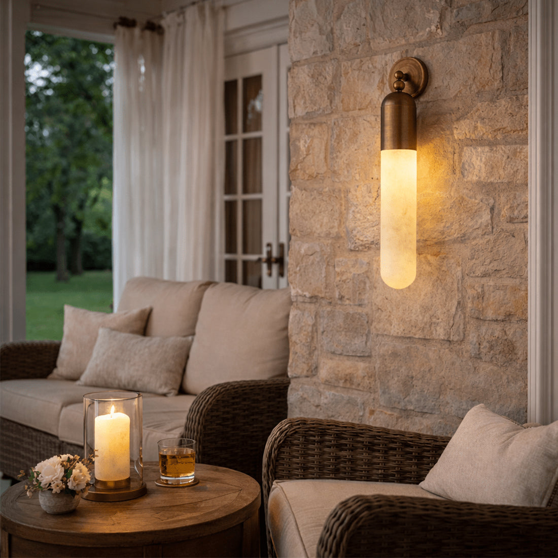 Alabaster Tube Wall Sconce