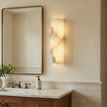 Alabaster Vertical Groove Wall Lamp