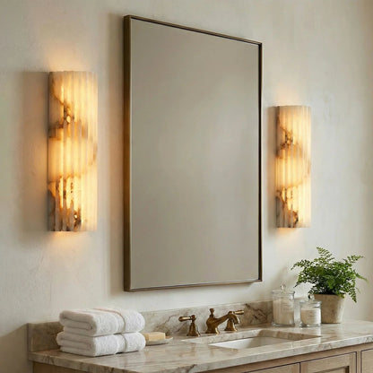 Alabaster Vertical Groove Wall Lamp