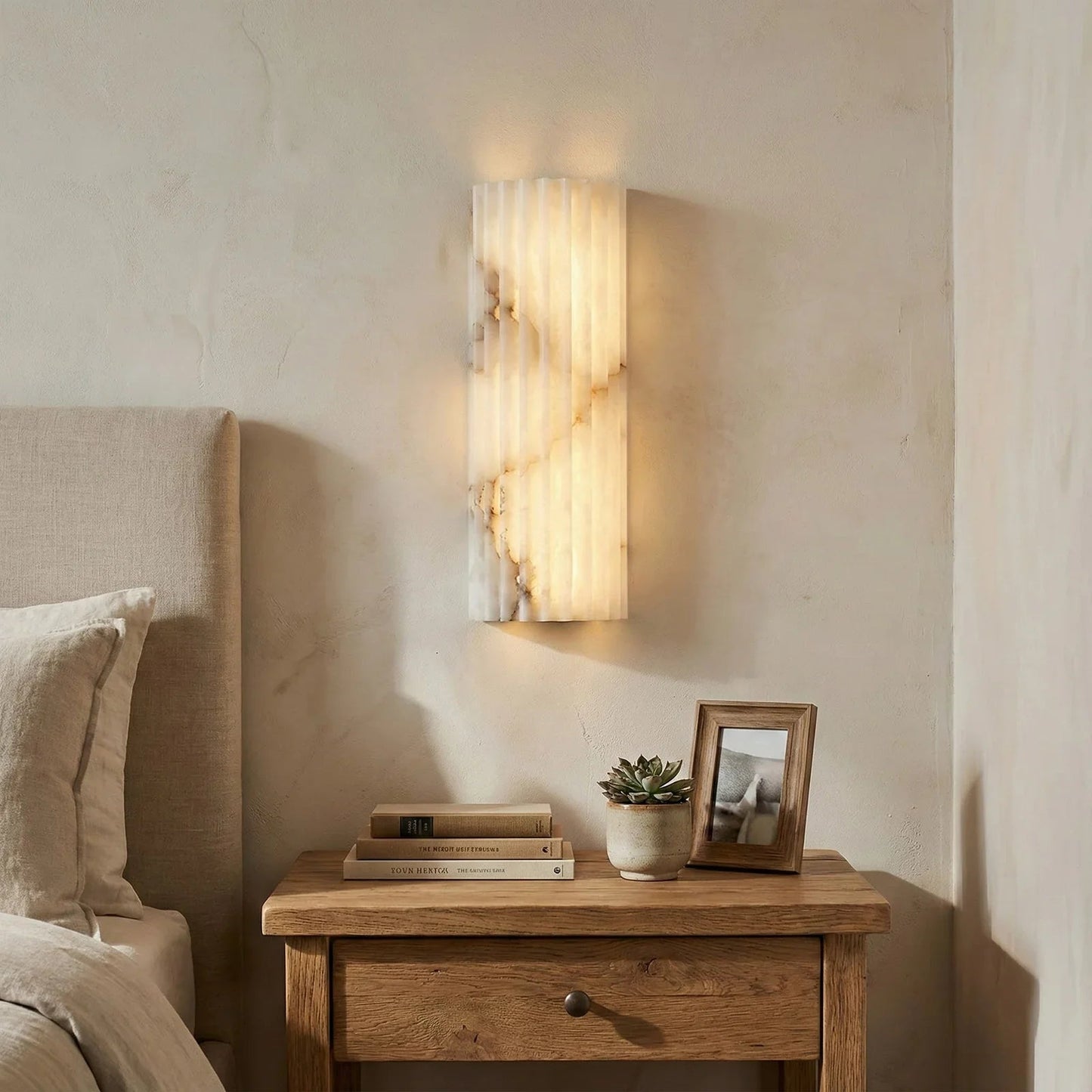 Alabaster Vertical Groove Wall Lamp