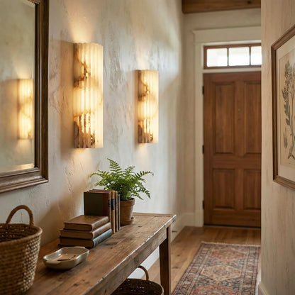 Alabaster Vertical Groove Wall Lamp