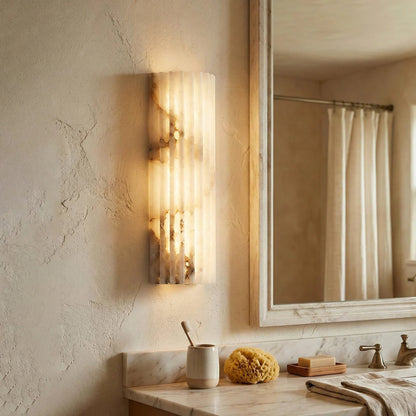 Alabaster Vertical Groove Wall Lamp