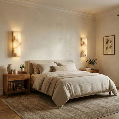 Alabaster Vertical Groove Wall Lamp