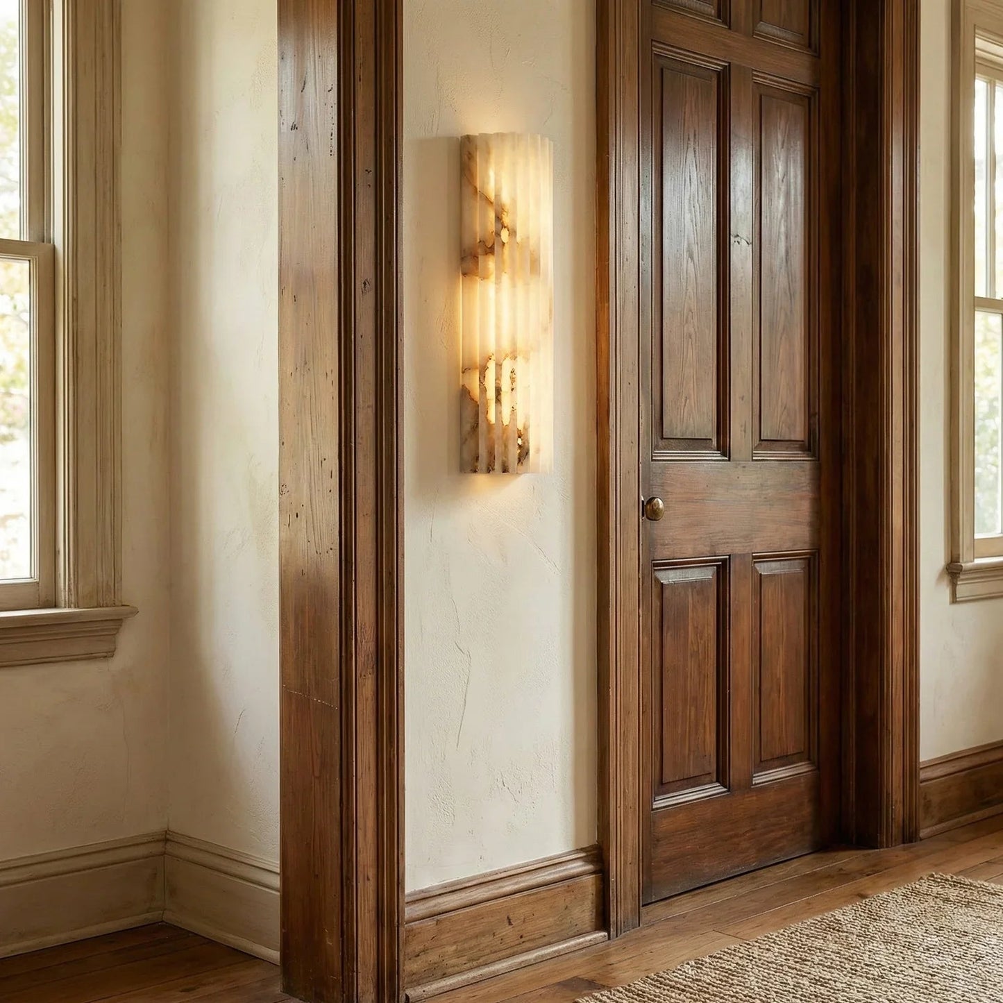 Alabaster Vertical Groove Wall Lamp