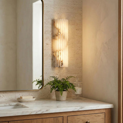 Alabaster Vertical Groove Wall Lamp