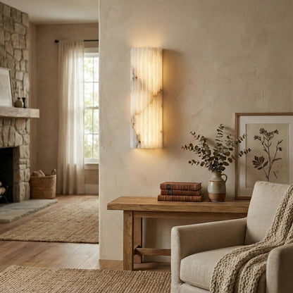 Alabaster Vertical Groove Wall Lamp
