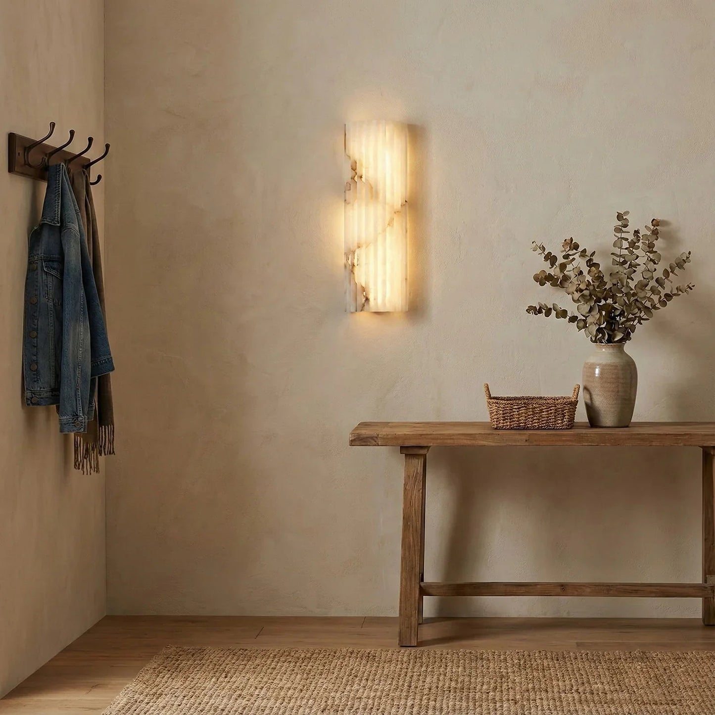 Alabaster Vertical Groove Wall Lamp
