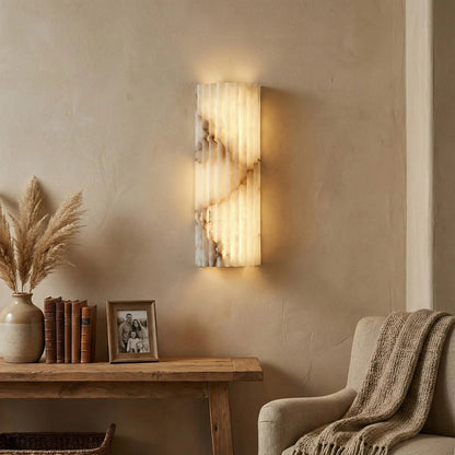 Alabaster Vertical Groove Wall Lamp