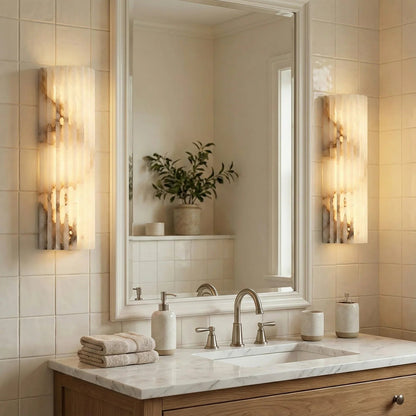 Alabaster Vertical Groove Wall Lamp