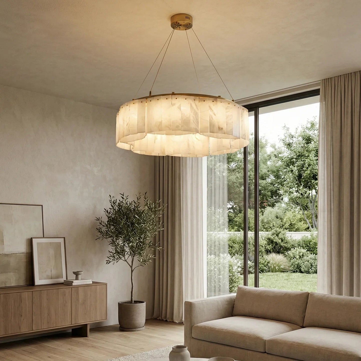 Alabaster Willamette Round Layered Chandelier