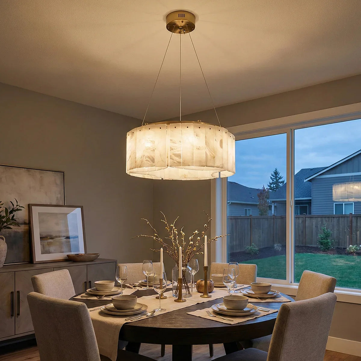 Alabaster Willamette Round Layered Chandelier