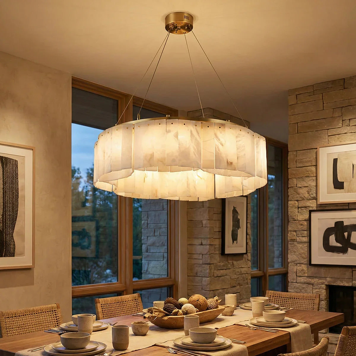 Alabaster Willamette Round Layered Chandelier