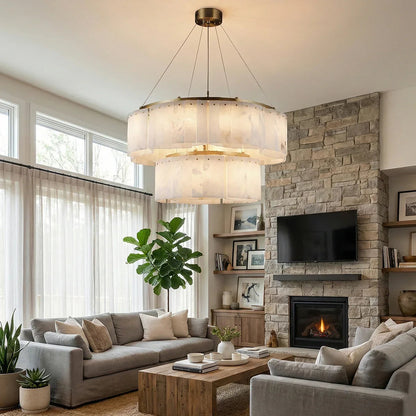 Alabaster Willamette Round Layered Chandelier