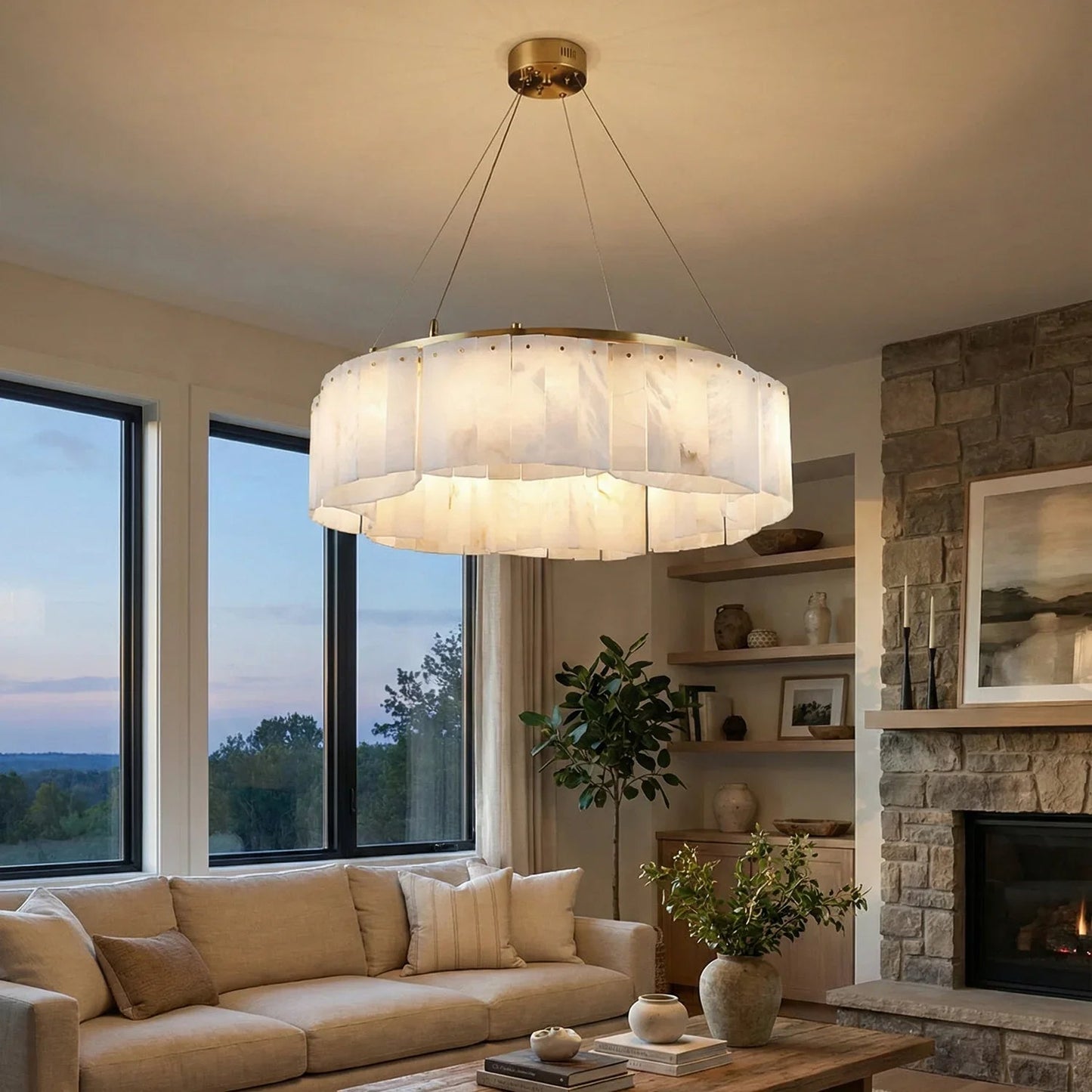 Alabaster Willamette Round Layered Chandelier