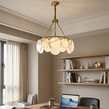 Alba Natural Alabaster Disc Chandelier