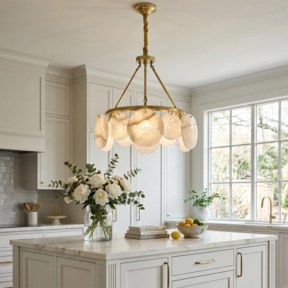 Alba Natural Alabaster Disc Chandelier